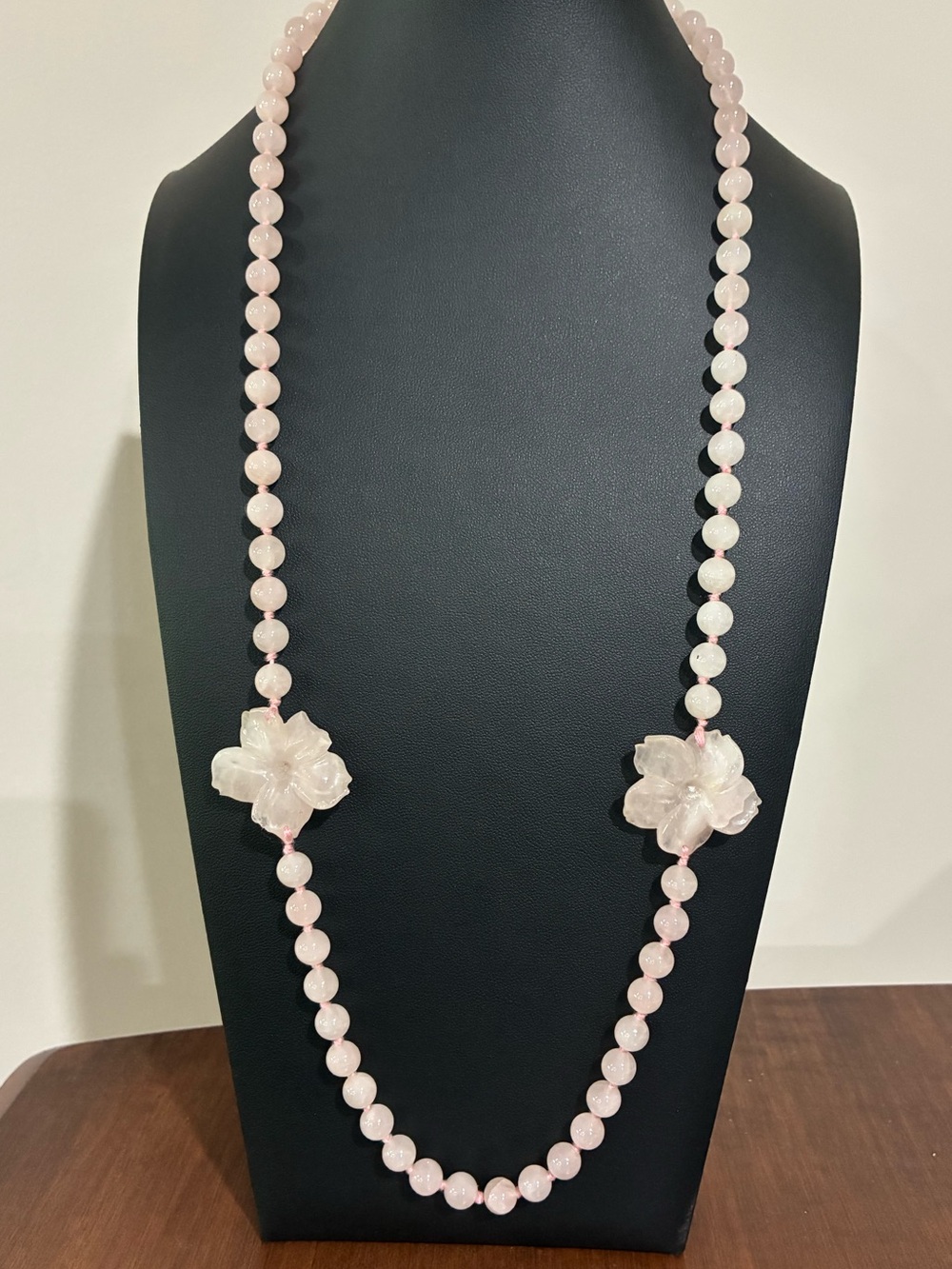Vintage Natural Rose Quartz Beaded Necklace